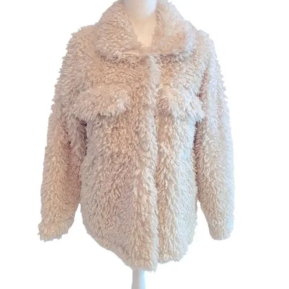 Love, Whit by Whitney Port Cream Sherpa Jacket Size Medium - Picture 5 of 11
